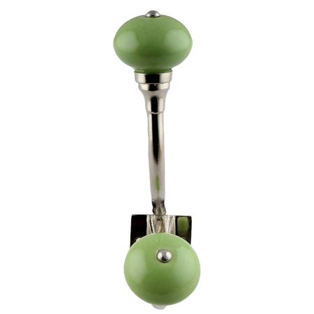 Lime Green Ceramic Silver Iron Hooks